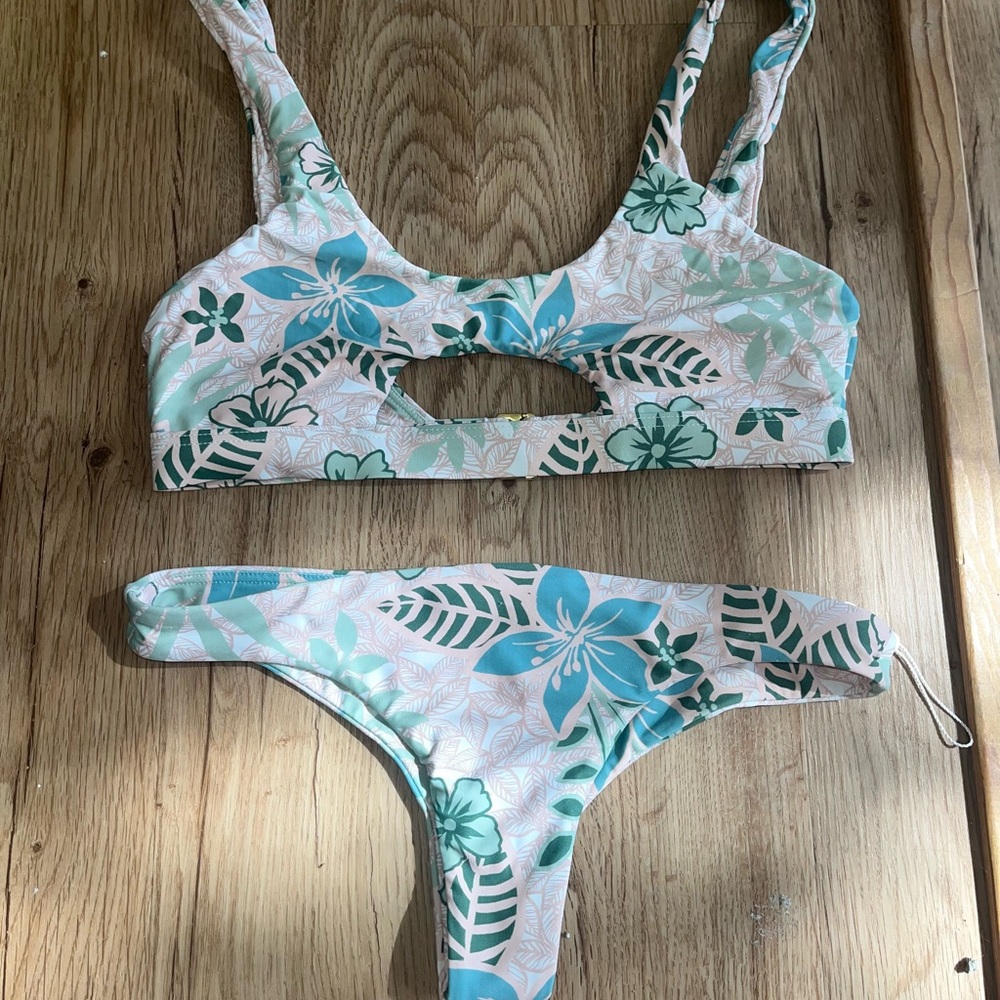 B. Swim Floral Bikini in Green and Blue